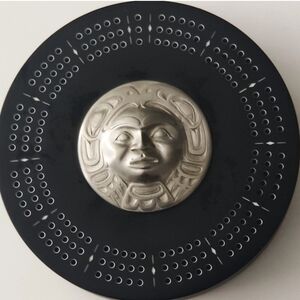 Rare Boma Cribbage Board Black Pewter Haida Northwest Native Crib Card Game